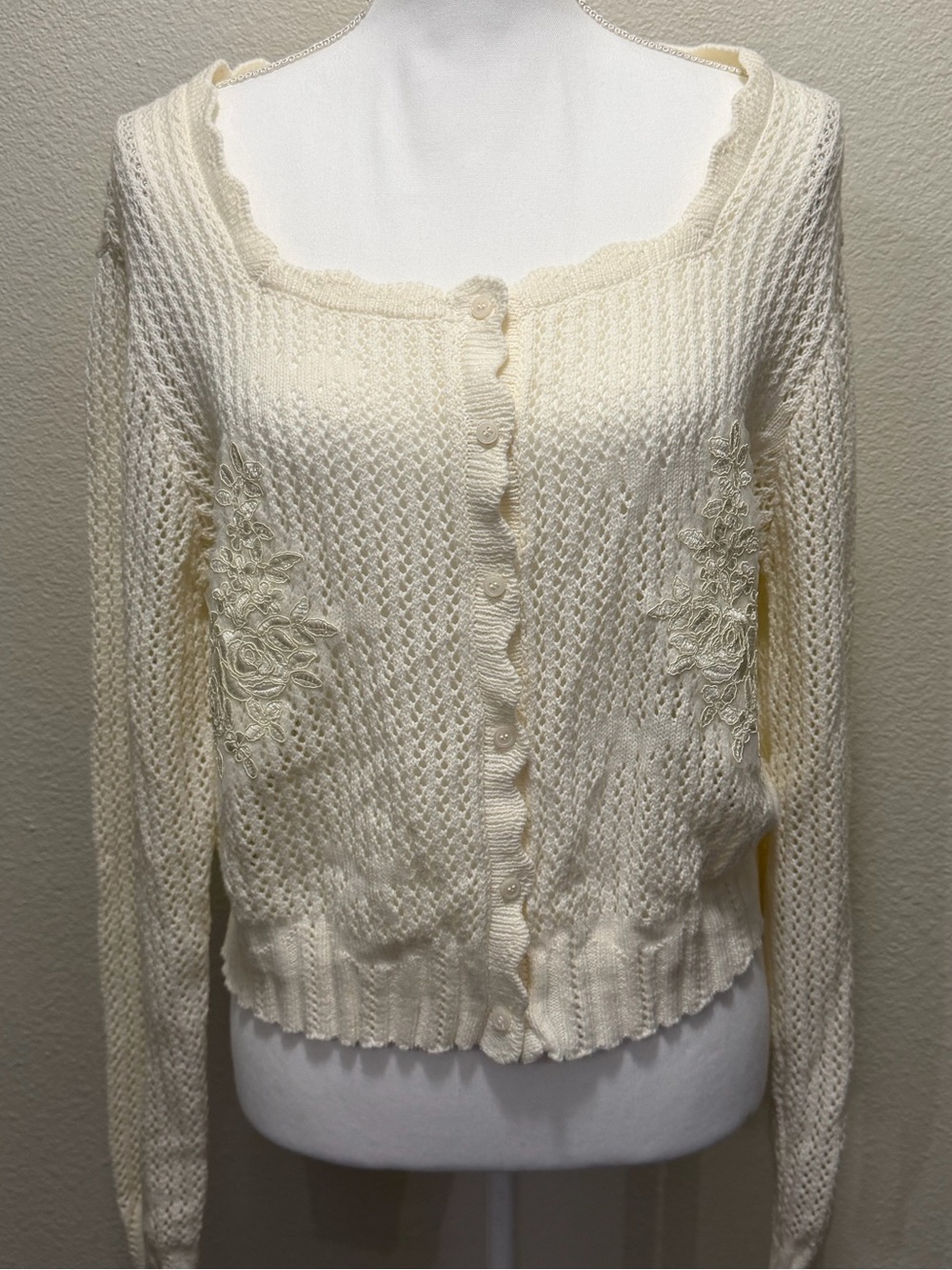 Bridgerton by Netflix knit crochet button down cardigan, Large